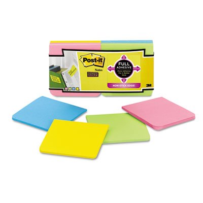 0051141340388 - POST-IT NOTES SUPER STICKY F33012SSAU FULL ADHESIVE NOTES, 3 X 3, ASSORTED BRIGHT COLORS, 12-PACK