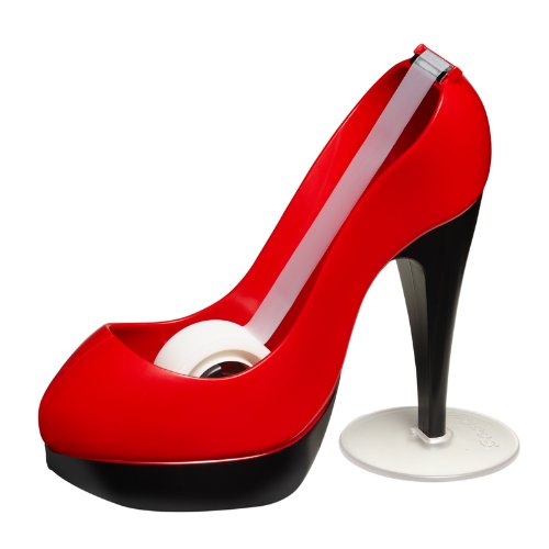 0051141347417 - SHOE TAPE DISPENSER 2 TONE RED AND BLACK WITH X ROLL MAGIC TAPE 0.75 IN