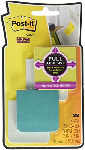 0051141355795 - POST-IT(R) SUPER STICKY FULL ADHESIVE NOTES, 2IN. X 2IN., ASSORTED COLORS, 25 SH