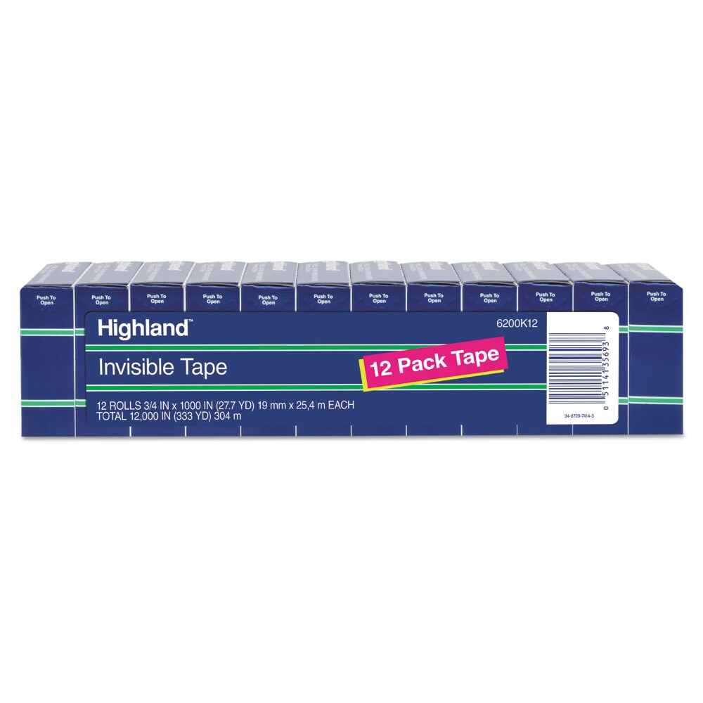 0005114135693 - HIGHLAND INVISIBLE PERMANENT MENDING TAPE 3/4 X 1000 1 CORE CLEAR 12/PACK 6200K12