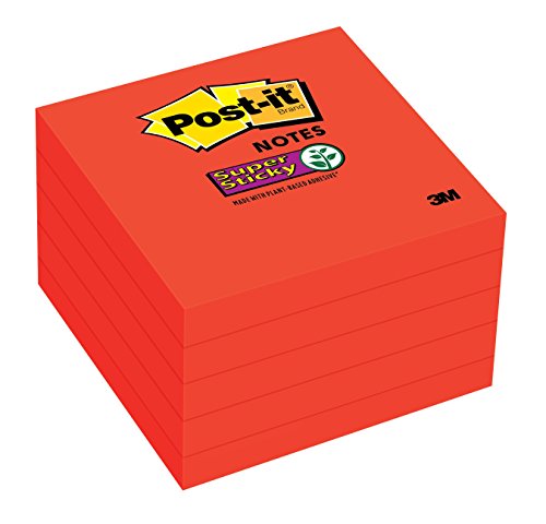 0051141364735 - POST-IT SUPER STICKY NOTES, 3 X 3-INCHES, SAFFRON, 5-PADS/PACK (654-5SSRR)