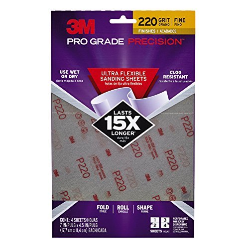 0051141395692 - 3M 28220PGP-UF6 PRO GRADE PRECISION ULTRA FLEXIBLE SANDING SHEETS - 7 X 4.5 - 4 SHEEETS/PACK - 220 GRIT