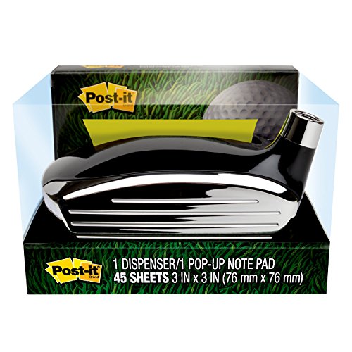 0051141395821 - POST-IT(R) POP-UP SHAPED NOTE DISPENSER, GOLF THEME, 3IN. X 3IN., BLACK, 90 SHEE