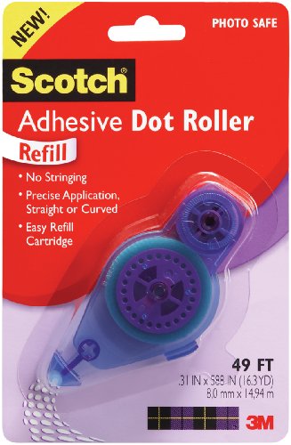 0051141908144 - SCOTCH 055-R 1/3-INCH BY 49-FEET ADHESIVE DOT ROLLER REFILL