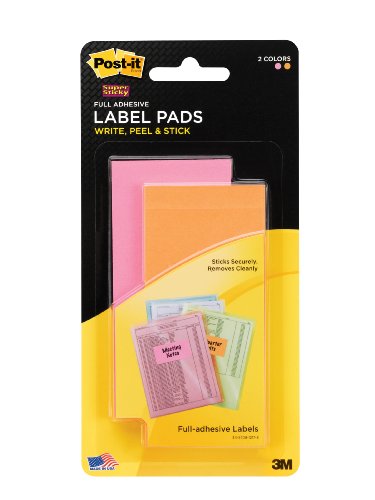 0051141938981 - POST-IT SUPER STICKY LABEL PADS, REMOVABLE, NEON ORANGE AND NEON PINK, 2 X 4 INCHES, 25 LABELS PER PAD, 2 PADS PER PACK (2900-POB)