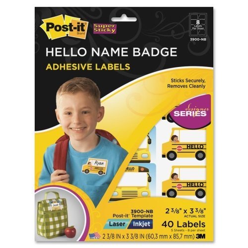 0051141951690 - 3M POST-IT SUPER STICKY HELLO NAME BADGE LABELS (MMM3900NB)