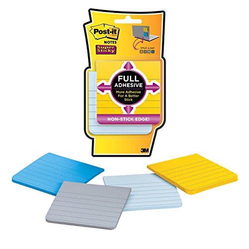 0051141958552 - POST-IT(R) SUPER STICKY FULL ADHESIVE NOTES, 3IN. X 3IN., ASSORTED COLORS, 25 SH
