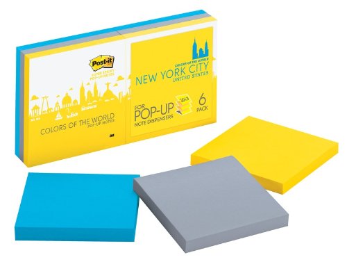 0051141976280 - POST-IT SUPER STICKY POP-UP NOTES, COLORS OF THE WORLD COLLECTION, 3 IN X 3 IN, NEW YORK (R330-6SSNY)