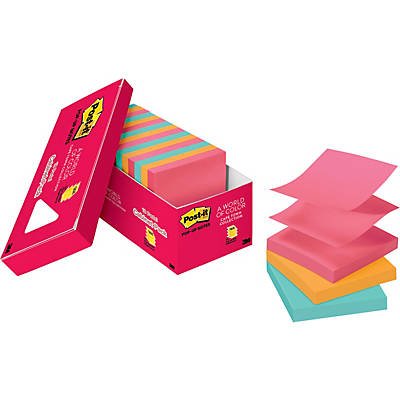 0051141998671 - POST-IT(R) 3IN. X 3IN. SUPER STICKY POP-UP NOTES WITH CABINET PACK, CAPE TOWN COLLECTION, 90 SHEETS PER PAD, BOX OF 18