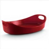 0051153532399 - RACHAEL RAY STONEWARE 4.5-QUART LARGE OVAL BUBBLE & BROWN BAKER, RED