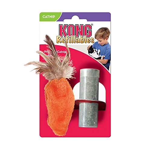 5147841585367 - KONG FEATHER TOP CARROT CATNIP TOY, CAT TOY, ORANGE