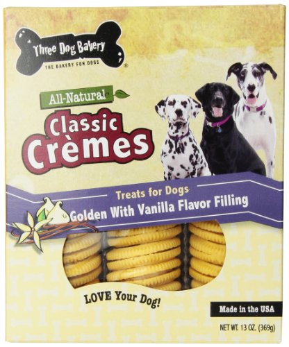 5147841592266 - THREE DOG BAKERY 13-OUNCE CLASSIC CREMES GOLDEN WITH VANILLA FILLING BAKED DOG TREATS