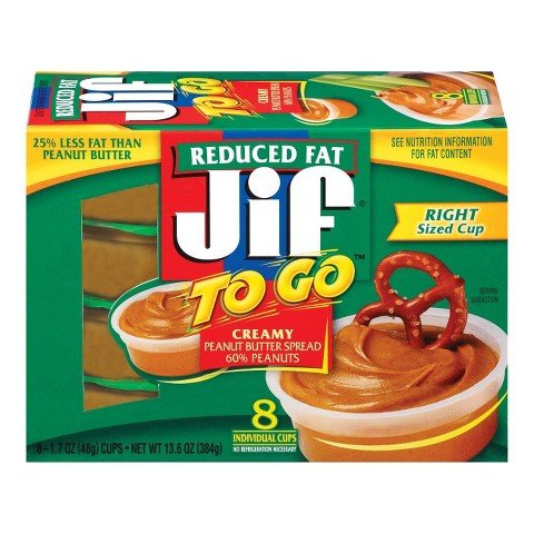 0051500241387 - JIF TO GO REDUCED FAT CREAMY PEANUT BUTTER SPREAD 8 CUPS