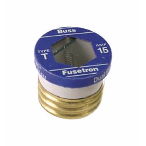0051712102216 - BUSSMANN BP/T-15 15 AMP TYPE T TIME-DELAY DUAL-ELEMENT EDISON BASE PLUG FUSE, 125V UL LISTED CARDED,PACK OF 2