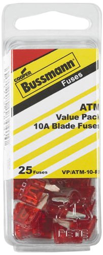 0051712184410 - BUSSMANN (VP/ATM-10-RP) RED 10 AMP FAST ACTING ATM MINI FUSE, (PACK OF 25)
