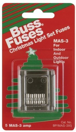 0051712741569 - BUSSMANN BP/MAS-3X5 CHRISTMAS HOLIDAY LIGHT SET STRING FUSE 3 AMP (PACK OF 5)