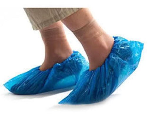 0519249101251 - 100X BLUE PLASTIC DISPOSABLE SHOE COVERS CARPET CLEANING OVERSHOE PROTECTING NEW