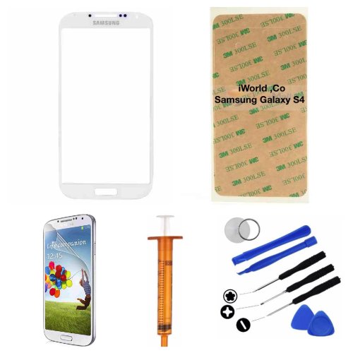 0519370061868 - WHITE SAMSUNG GALAXY S4 I9500 REPLACEMENT FRONT SCREEN GLASS LENS & TOOLS