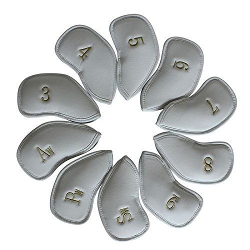 0519373019811 - CRAFTSMAN GOLF 10PCS WHITE THICK SYNTHETIC LEATHER GOLF IRON HEAD COVERS SET HEADCOVER FIT ALL BRANDS TITLEIST, CALLAWAY, PING, TAYLORMADE, COBRA, NIKE, ETC.