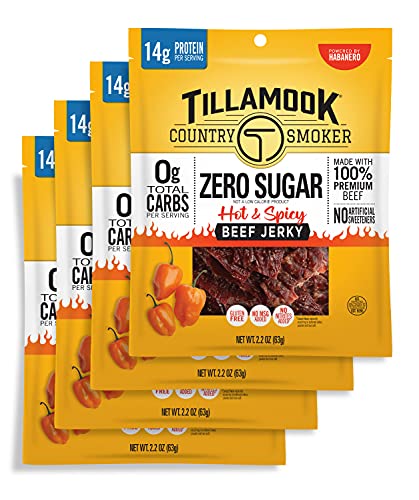 0051943271552 - TILLAMOOK COUNTRY SMOKER KETO FRIENDLY ZERO SUGAR BEEF JERKY 4-PACK, HOT & SPICY, 8.8 OUNCE (PACK OF 4)