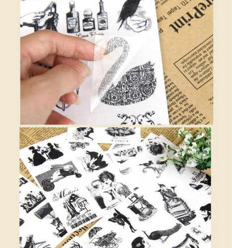0519559208091 - ONOR-TECH 15 SHEETS VINTAGE DIY DECORATIVE ADHESIVE STICKER TAPE / KIDS CRAFT SCRAPBOOKING STICKER SET FOR DIARY, ALBUM, IPHONE