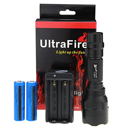 0519563205468 - ULTRAFIRE® XML T6 U2 1600 LUMEN LED FLASHLIGHT TORCH LAMP 1600 LUMENS 5 MODES FLASHLIGHT LIGHTING TORCH PLUS 2X ULTRAFIRE 3.7V 18650 RECHARGEABLE BATTERIES AND SMART AC CHARGER FOR CAMPING, HIKING, HUNTING & INDOOR ACTIVITIES.
