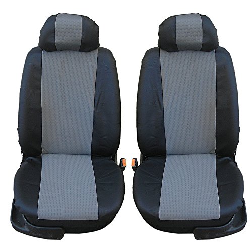 0000519582257 - UNIVERSAL FRONT GREY LEATHER & FABRIC SEAT COVERS CARGO VAN TRUCK DODGE FREIGHTLINER SPRINTER VW TRANSPORTER T4 T5 FORD TRANSIT RAM PROMASTER NISSAN NV