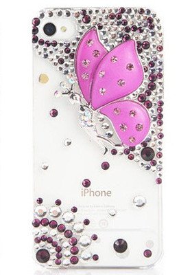 0520225499644 - HANDMADE LUXURY DESIGNER BLING 3D COLORFUL SPECIAL CRYSTAL ANGLE WING GENIUS CASE COVER FOR APPLE IPHONE SMART MOBILE PHONES (IPHONE 5C, PURPLE)