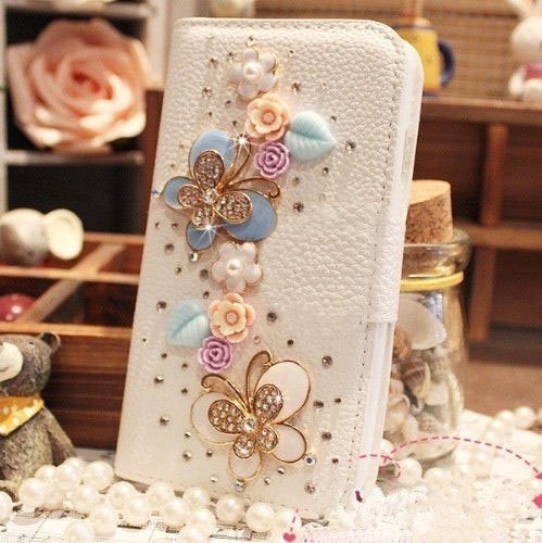 0520226044560 - LUXURY 3D BOW FASHION BLING DIAMOND FLOWER CROWN MIRROR TOWER BALLET GIRL BUTTERFLY PU FLIP LEATHER CASE COVER FOR SMART MOBILE PHONES 2 (SAMSUNG GALAXY S II / S2 HERCULES T989 (T-MOBILE VERSION ONLY), FANCY BUTTERFLY)