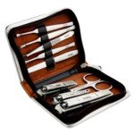 0520295190373 - 9 IN 1 RIMEI PORTABLE STAINLESS STEEL AND ZINC ALLOY NAIL CLIPPERS MANICURE SET WITH PU CARRYING BAG