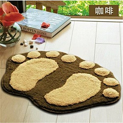 0520449317038 - 1 X L-ZONE SUPER SOFT NONSLIP MICROFIBER LOVELY FLOCKING BIG FEET PAD FLOOR MAT BEDROOM AREA RUG CARPET 58.5*38.5CM, 5 COLORS AVAILABLE (COFFEE)