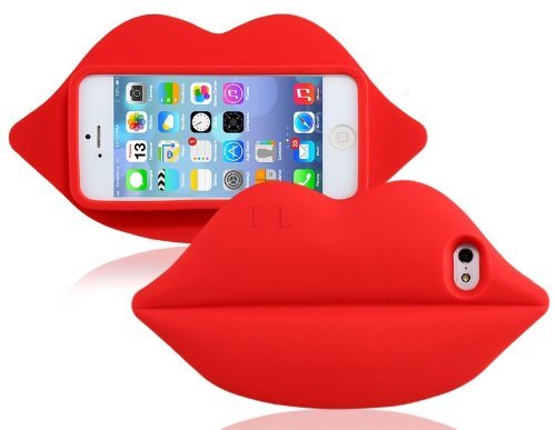 0520627743932 - SKY BUDDY 3D LIPS DESIGN SILICONE PROTECTIVE CASE FOR IPHONE 5S/5 (RED)