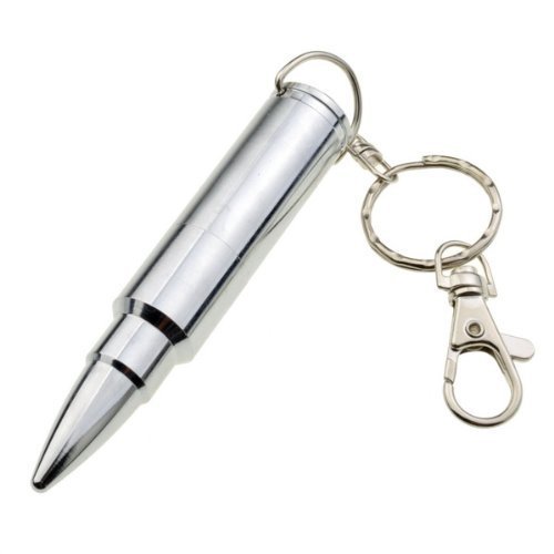 0520818666095 - 16GB BULLET SHAPED SILVER METAL JEWELRY NECKLACE USB FLASH DRIVE, THUMB DRIVE, MEMORY DRIVE, DATA STORAGE