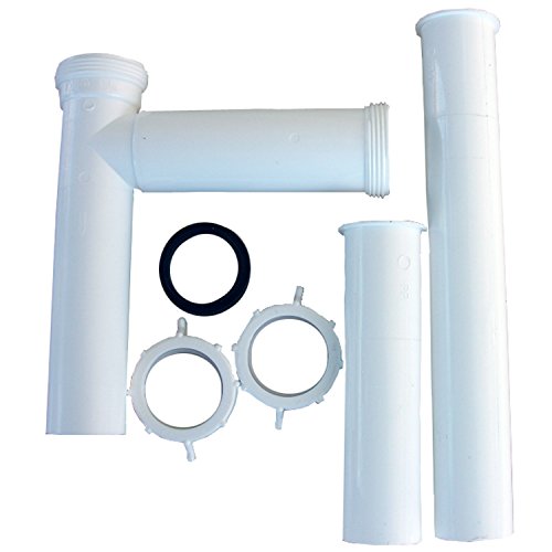 0052151258885 - LASCO 03-4107 WHITE PLASTIC TUBULAR 1-1/2-INCH BY 14-INCH TELESCOPIC/ADJUSTABLE END OUTLET DISPOSAL DRAIN INSTALLATION KIT