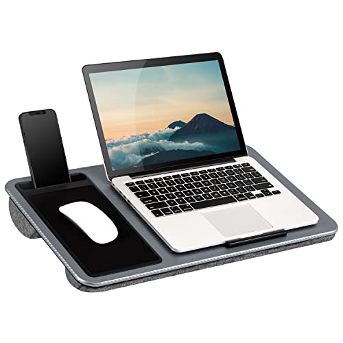 0052162914053 - LAPGEAR HOME OFFICE LAP DESK - LEFT HANDED - WITH DEVICE LEDGE, MOUSE PAD, AND PHONE HOLDER - SILVER CARBON - FITS UP TO 15.6 INCH LAPTOPS - STYLE NO. 91405