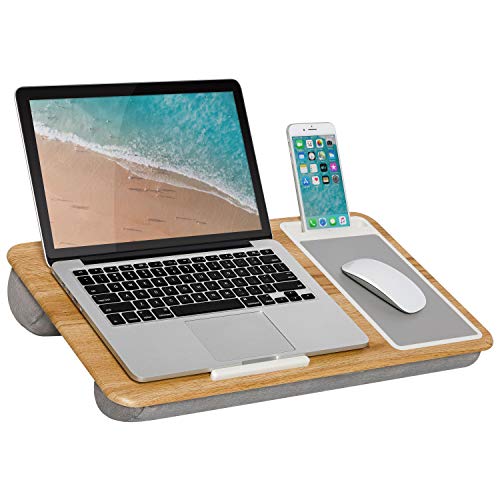 0052162915890 - LAPGEAR HOME OFFICE LAP DESK WITH DEVICE LEDGE, MOUSE PAD, AND PHONE HOLDER - OAK WOODGRAIN - FITS UP TO 15.6 INCH LAPTOPS - STYLE NO. 91589