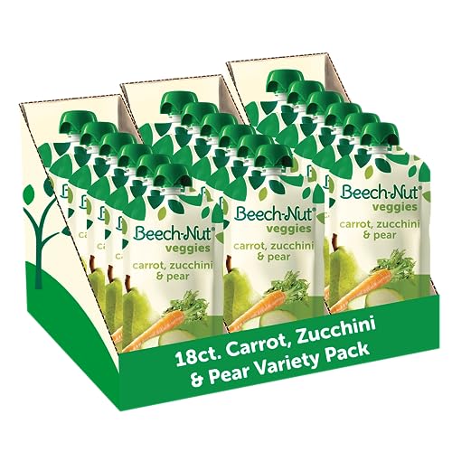 0052200200452 - BEECH-NUT BABY FOOD POUCHES, CARROT ZUCCHINI & PEAR VEGGIE PUREE, 3.5 OZ (18 PACK)
