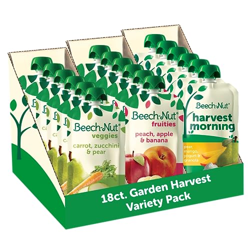 0052200200469 - BEECH-NUT BABY & TODDLER FOOD VARIETY PACK, GARDEN HARVEST BABY FOOD POUCHES, FRUIT VEGGIE AND WHOLE MILK YOGURT PUREES, 3.5OZ (18 PACK)