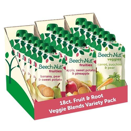 0052200200483 - BEECH-NUT BABY FOOD VARIETY PACK, FRUIT & ROOT VEGGIE BLENDS BABY FOOD POUCHES, FRUIT & VEGGIE PUREES, 3.5OZ (18 PACK)