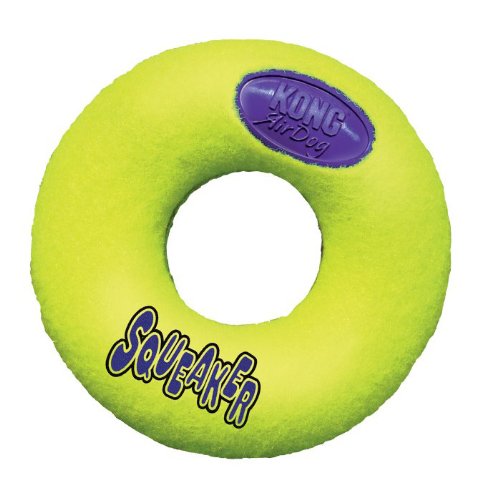 0522180470799 - KONG AIR DOG SQUEAKER DONUT DOG TOY, SMALL, YELLOW