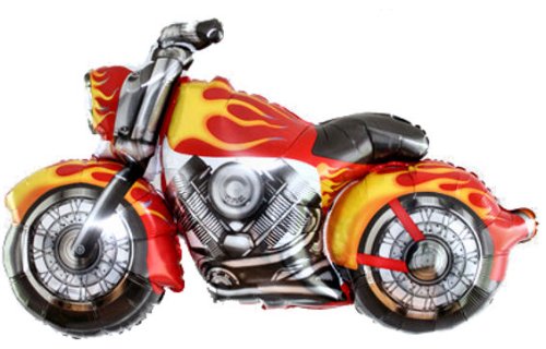 0052329340985 - CREATIVE CONVERTING CTI MYLAR BALLOONS, SNARLY MOTORCYCLE, 45, RED
