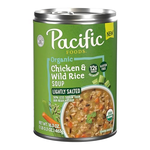 0052603290111 - PACIFIC FOODS ORGANIC CHICKEN & WILD RICE SOUP, PLANT BASED, 16.3 OZ CAN