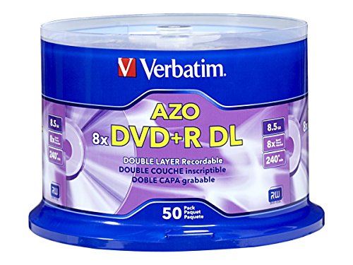 5269692756045 - VERBATIM DVD+R DL AZO 8.5GB 8X-10X BRANDED DOUBLE LAYER RECORDABLE DISC, 50 DISC 97000