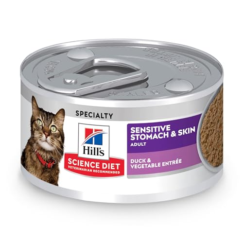 0052742068404 - HILLS SCIENCE DIET SENSITIVE STOMACH & SKIN, ADULT 1-6, STOMACH & SKIN SENSITIVITY SUPPORT, WET CAT FOOD, DUCK & VEGETABLES MINCED, 2.9 OZ CAN, CASE OF 24