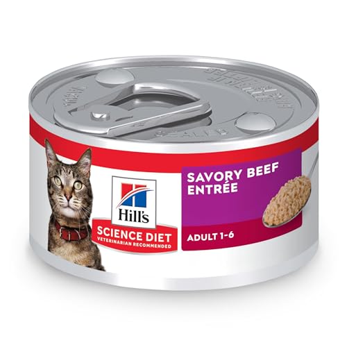 0052742068466 - HILLS SCIENCE DIET ADULT 1-6, ADULT 1-6 PREMIUM NUTRITION, WET CAT FOOD, BEEF MINCED, 2.9 OZ CAN, CASE OF 24