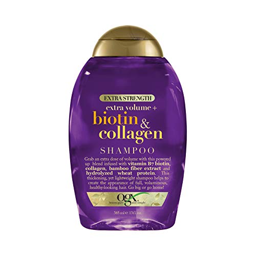 0052800674875 - OGX THICK & FULL + BIOTIN & COLLAGEN EXTRA STRENGTH VOLUMIZING SHAMPOO WITH VITAMIN B7 & HYDROLYZED WHEAT PROTEIN FOR FINE HAIR. SULFATE-FREE SURFACTANTS FOR THICKER, FULLER HAIR, 13 FL OZ