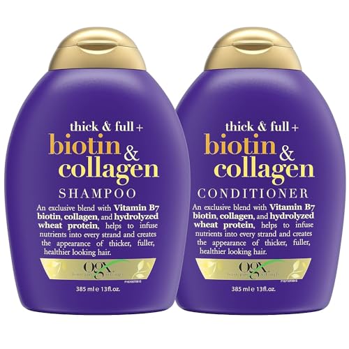 0052800676343 - OGX THICK & FULL + BIOTIN & COLLAGEN SHAMPOO & CONDITIONER SET, 13 OUNCE (PACKAGING MAY VARY), PURPLE