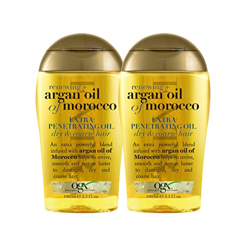 0052800678989 - OGX SET OF 2 EXTRA STRENGTH RENEWING + ARGAN OIL OF MOROCCO PENETRATING HAIR OIL TREATMENT, DEEP MOISTURIZING SERUM FOR DRY, DAMAGED & COARSE HAIR, PARABEN-FREE, SULFATED-SURFACTANTS FREE, 3.3 FL OZ