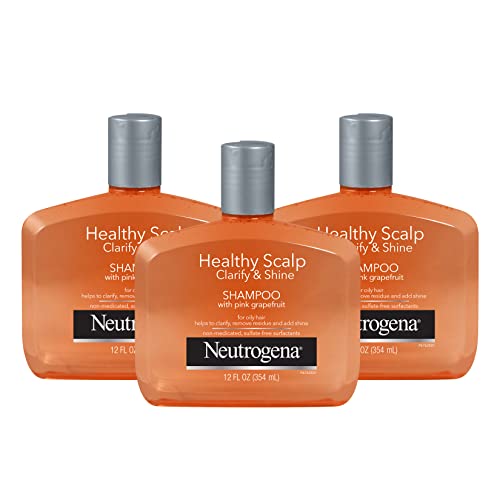 0052800680197 - NEUTROGENA EXFOLIATING HEALTHY SCALP CLARIFY & SHINE SHAMPOO FOR OILY HAIR AND SCALP, ANTI-RESIDUE SHAMPOO WITH PINK GRAPEFRUIT, PH-BALANCED, PARABEN & PHTHALATE-FREE, COLOR-SAFE, 12 FL OZ (PACK OF 3)