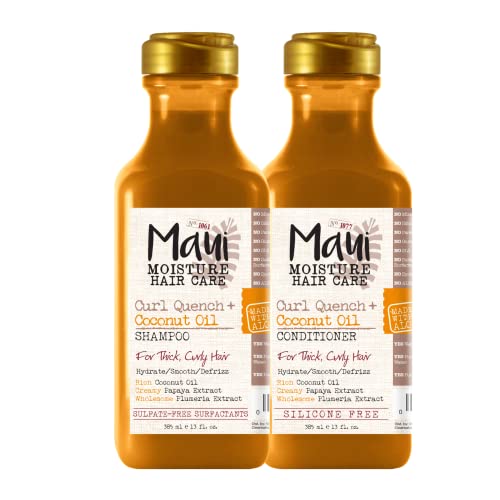 0052800680265 - MAUI MOISTURE CURL QUENCH + COCONUT OIL CURL-DEFINING ANTI-FRIZZ SHAMPOO TO HYDRATE AND DETANGLE TIGHT CURLY HAIR, SOFTENING SHAMPOO, VEGAN, SILICONE & PARABEN-FREE, 13 FL OZ